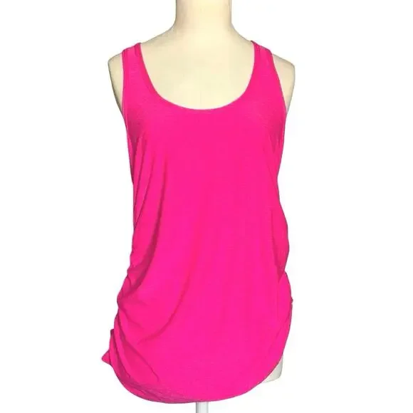 Beyond Yoga Beyond The Bump Spacedye Ruched Maternity Tank Top Sz L Neon Pink - Picture 2 of 8